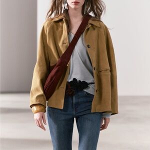 Zara 100% genuine suede leather jacket size L